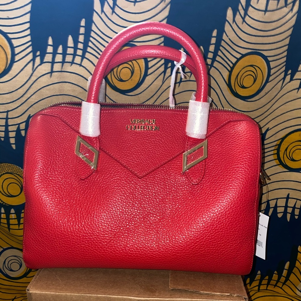 Pebbled Leather Boxed Tote Shoulder Bag